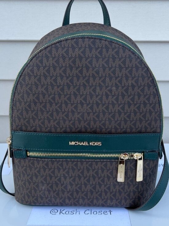 Michael Kors backpack kenly medium bag MK signature racing green - Picture 1 of 12